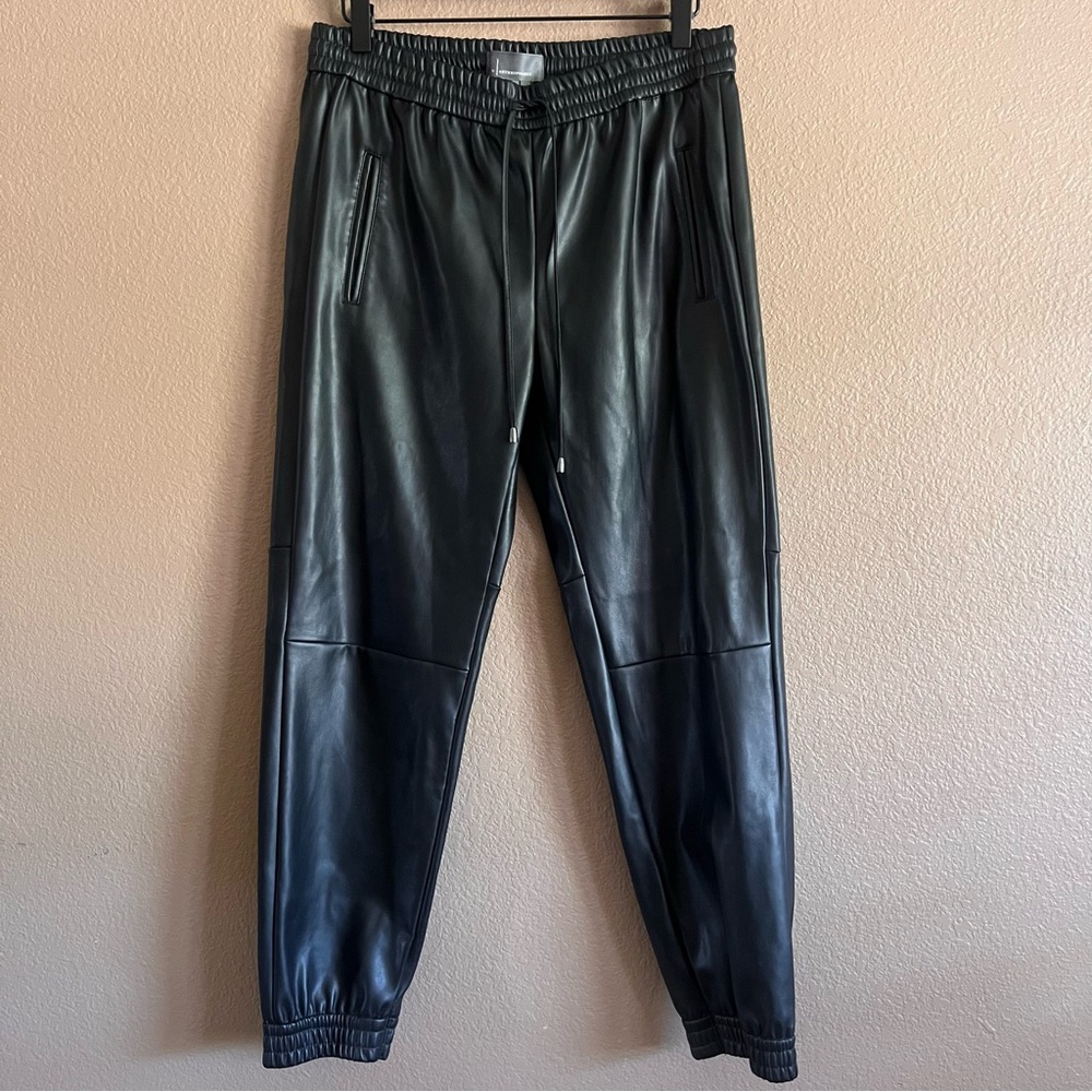 Anthropologie Black Faux Leather Drawstring Pants Size Medium